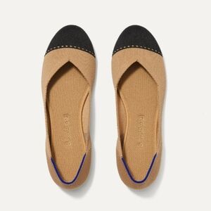 Rothys the flat camel cap toe black 8.5